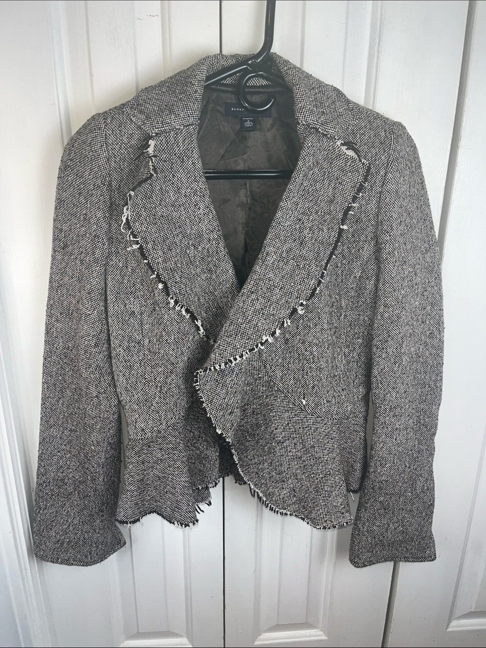 BANANA REPUBLIC Brown Tweed Peplum Jacket Size 2 stretch office career